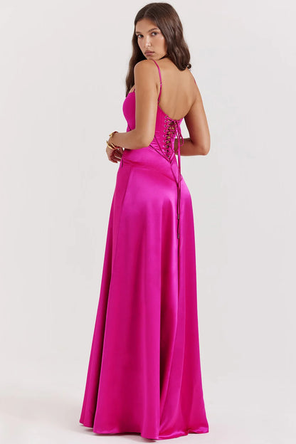 ANABELLA – PINKES MAXIKLEID MIT SCHNÜRUNG