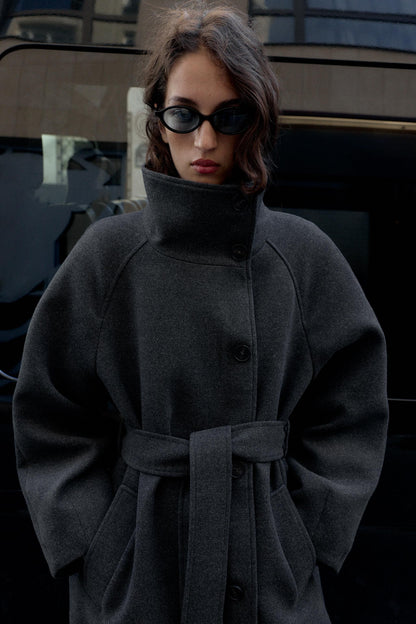 Alena - Manteau col montant avec ceinture