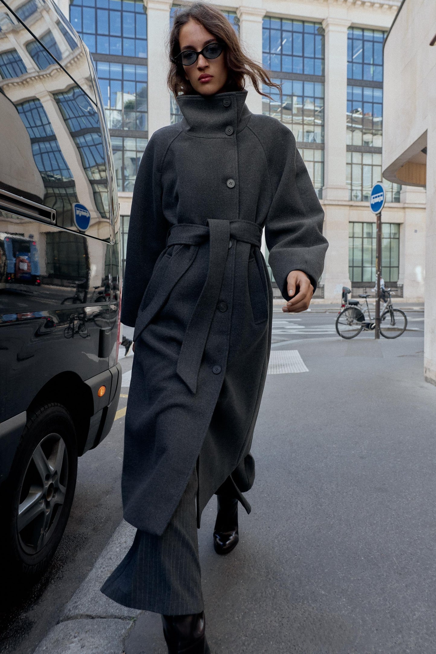 Alena - Manteau col montant avec ceinture