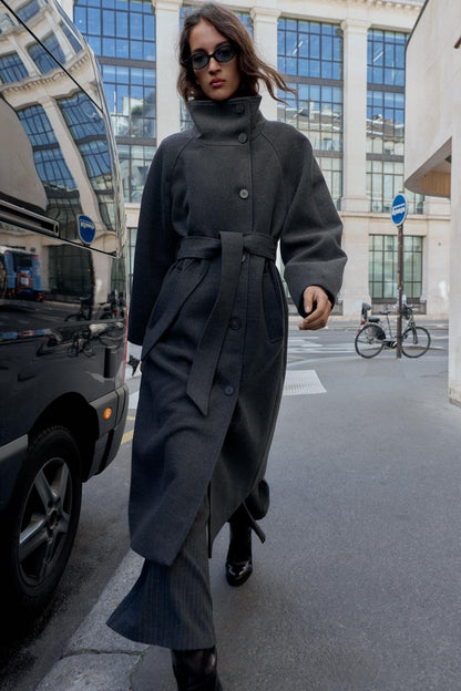 Alena - Manteau col montant avec ceinture